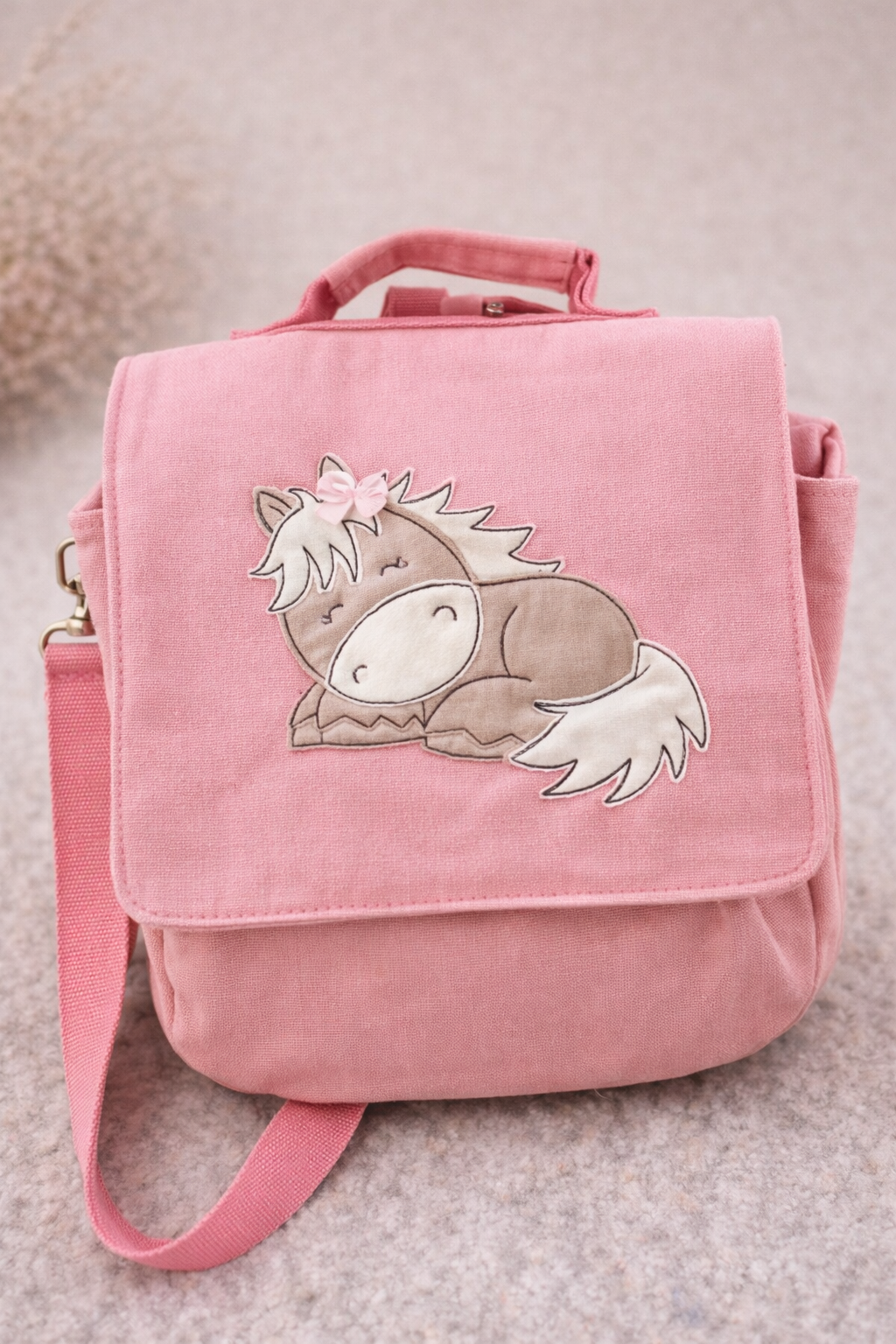 Cannavans 2-in-1 Kinder-Rucksack & Tasche – Pferd Rosa